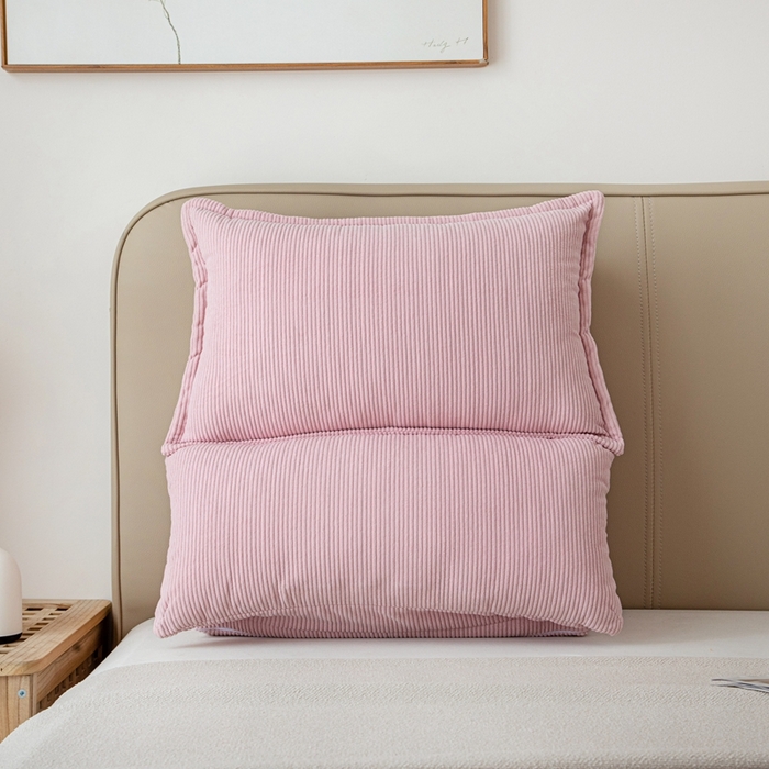 91家纺网 家纺一手货源 找家纺 沐沐家纺 2026新款灯芯绒立体护腰靠枕 立体灯芯绒-樱花粉