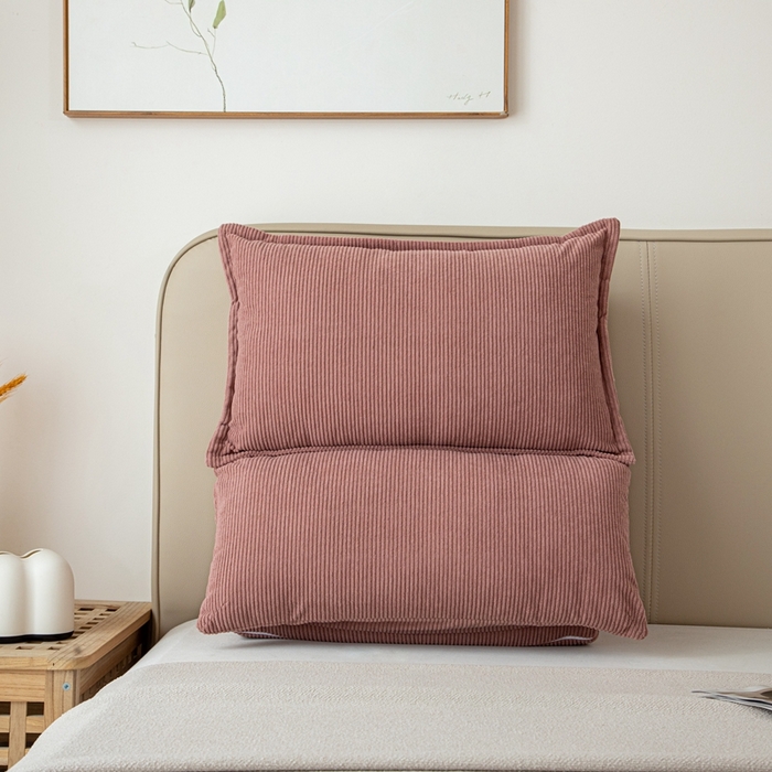 91家纺网 家纺一手货源 找家纺 沐沐家纺 2026新款灯芯绒立体护腰靠枕 立体灯芯绒-玫粉