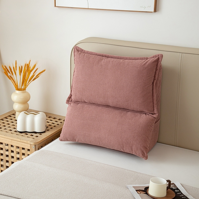 91家纺网 家纺一手货源 找家纺 沐沐家纺 2026新款灯芯绒立体护腰靠枕 立体灯芯绒-玫粉