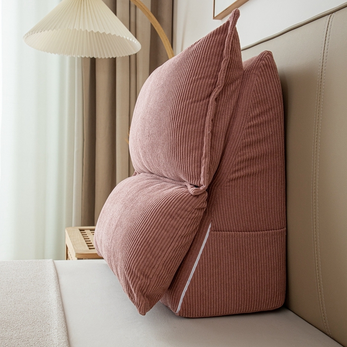 91家纺网 家纺一手货源 找家纺 沐沐家纺 2026新款灯芯绒立体护腰靠枕 立体灯芯绒-玫粉