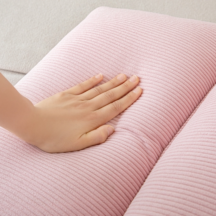 91家纺网 家纺一手货源 找家纺 沐沐家纺 2026新款灯芯绒立体护腰靠枕 立体灯芯绒-樱花粉