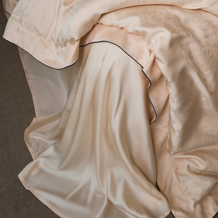 91家纺网 家纺一手货源 找家纺 涞澳家纺 2025新款天丝提花四件套 芳庭-棕玉