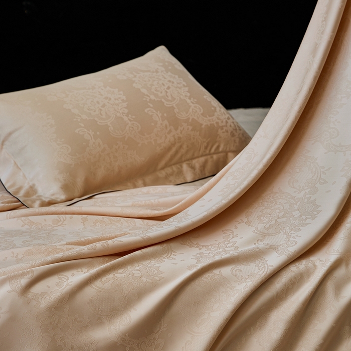 91家纺网 家纺一手货源 找家纺 涞澳家纺 2025新款天丝提花四件套 芳庭-棕玉