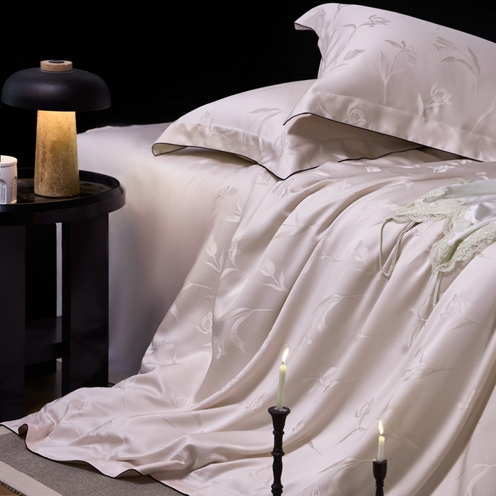 涞澳家纺 2025新款天丝提花四件套 叶茂-粉