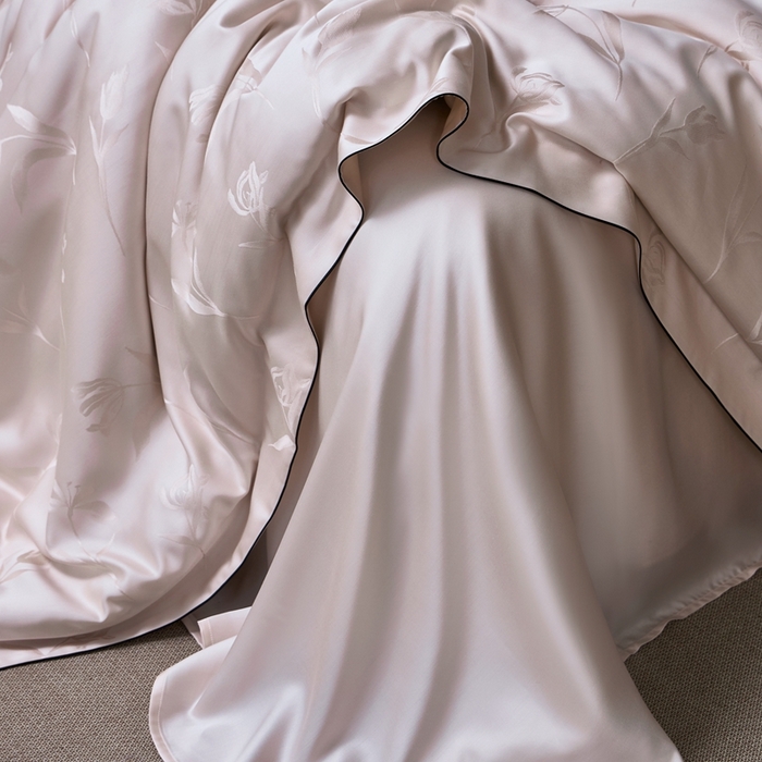 91家纺网 家纺一手货源 找家纺 涞澳家纺 2025新款天丝提花四件套 叶茂-粉