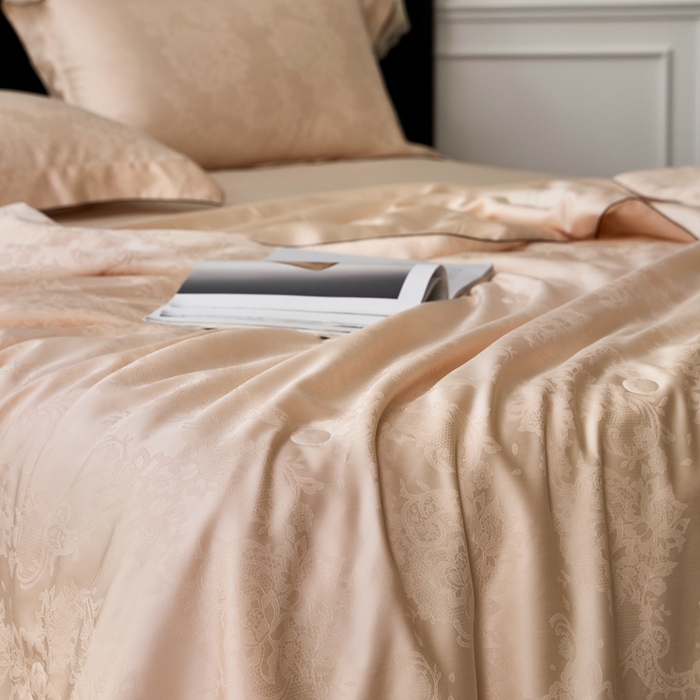 91家纺网 家纺一手货源 找家纺 涞澳家纺 2025新款天丝提花夏被 芳庭-棕玉