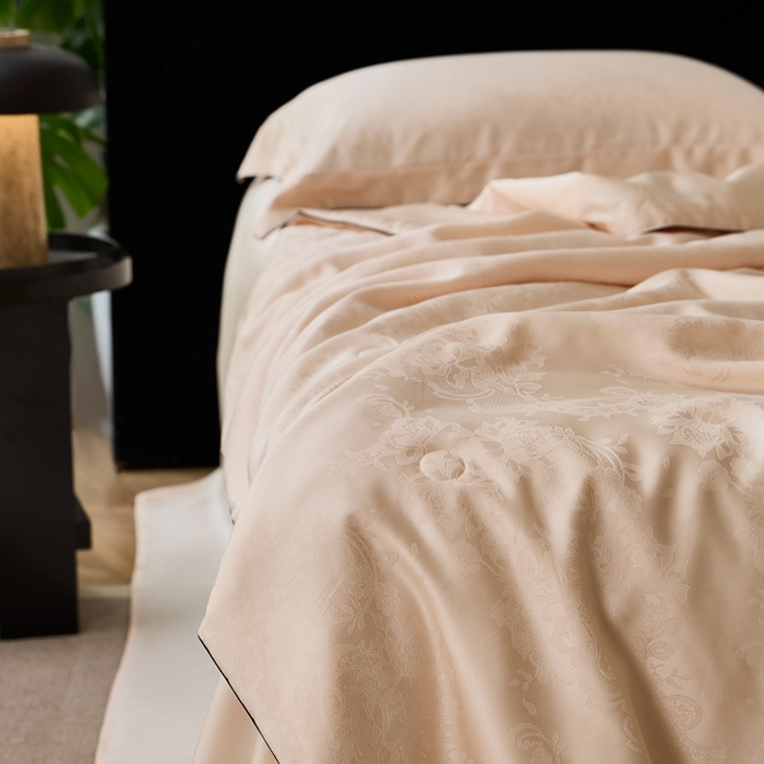 91家纺网 家纺一手货源 找家纺 涞澳家纺 2025新款天丝提花夏被 芳庭-棕玉