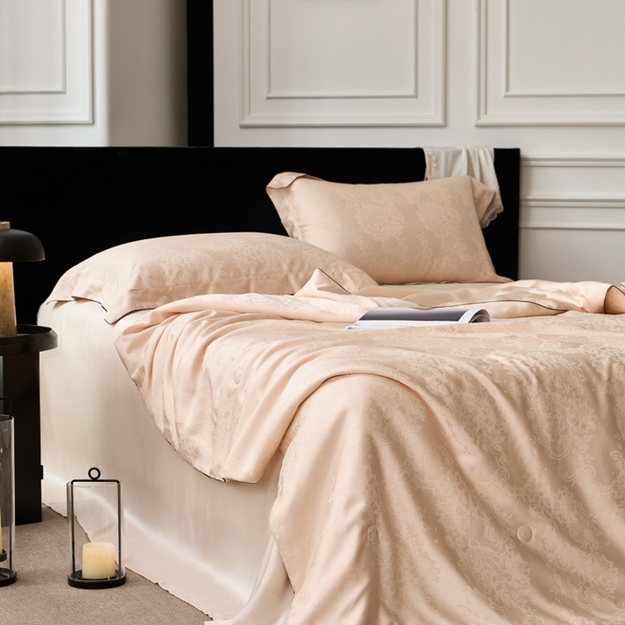 91家纺网 家纺一手货源 找家纺 涞澳家纺 2025新款天丝提花夏被 芳庭-棕玉