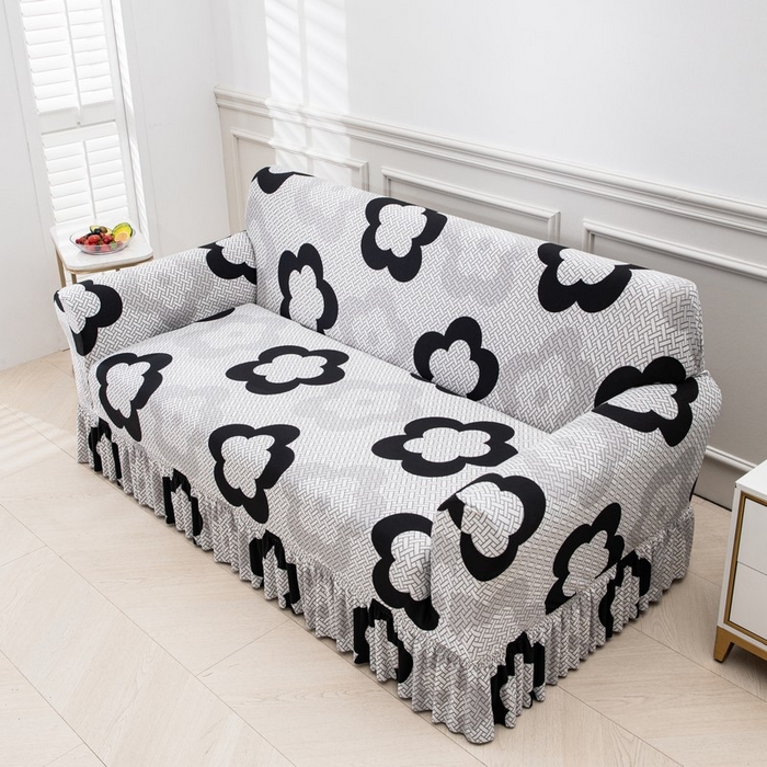 91家纺网 家纺一手货源 找家纺 兴妮雅家纺 2025新款冯赛英花边沙发套 格纹花朵