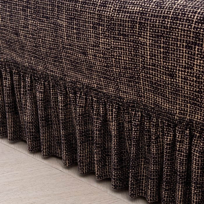 91家纺网 家纺一手货源 找家纺 兴妮雅家纺 2025新款冯赛英花边沙发套 亚麻咖