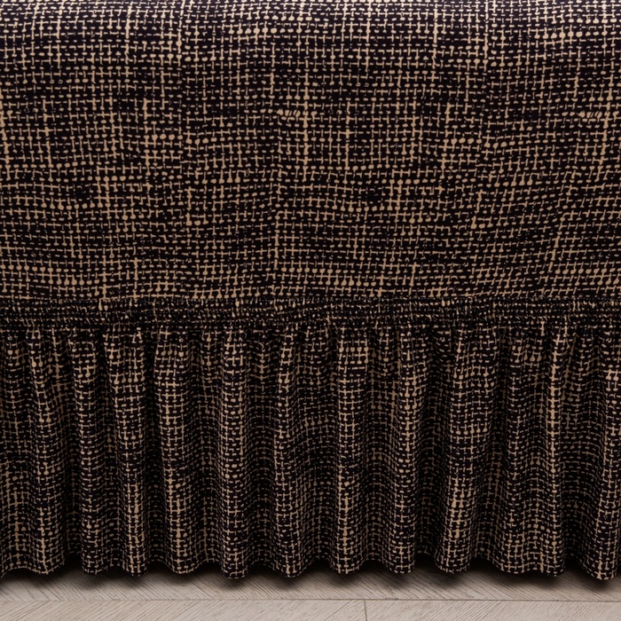 91家纺网 家纺一手货源 找家纺 兴妮雅家纺 2025新款冯赛英花边沙发套 亚麻咖