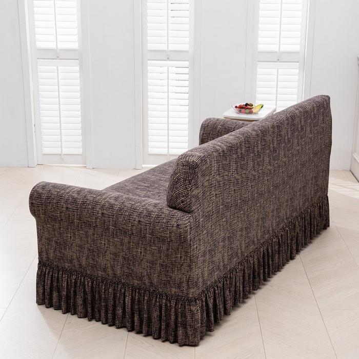 91家纺网 家纺一手货源 找家纺 兴妮雅家纺 2025新款冯赛英花边沙发套 亚麻咖