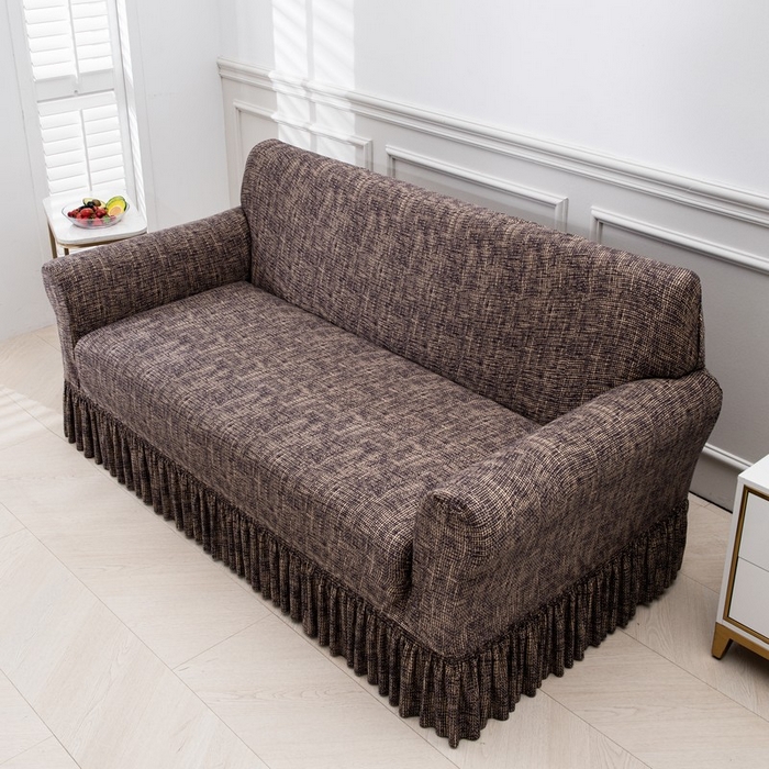 91家纺网 家纺一手货源 找家纺 兴妮雅家纺 2025新款冯赛英花边沙发套 亚麻咖