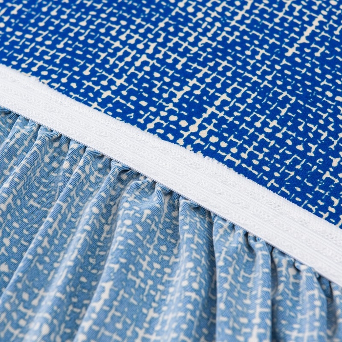 91家纺网 家纺一手货源 找家纺 兴妮雅家纺 2025新款冯赛英花边沙发套 亚麻蓝