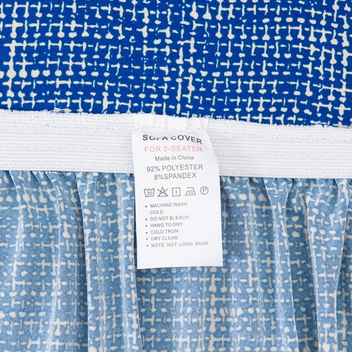 91家纺网 家纺一手货源 找家纺 兴妮雅家纺 2025新款冯赛英花边沙发套 亚麻蓝