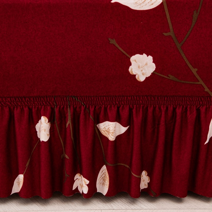 91家纺网 家纺一手货源 找家纺 兴妮雅家纺 2025新款冯赛英花边沙发套 一枝独秀（红） 