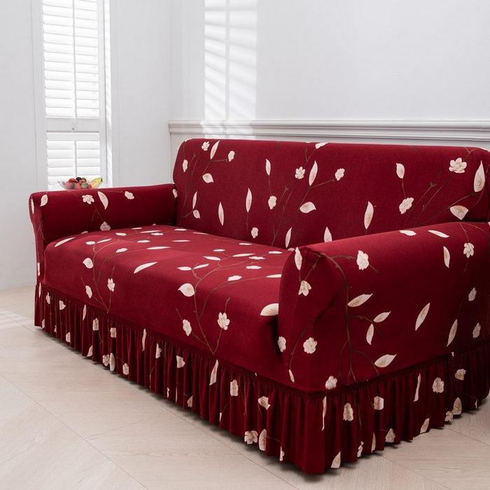 91家纺网 家纺一手货源 找家纺 兴妮雅家纺 2025新款冯赛英花边沙发套 一枝独秀（红） 