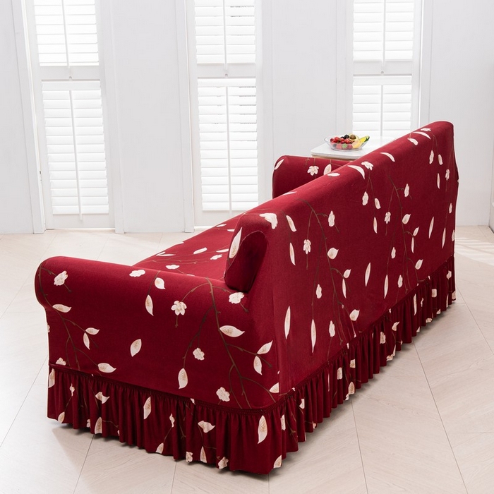 91家纺网 家纺一手货源 找家纺 兴妮雅家纺 2025新款冯赛英花边沙发套 一枝独秀（红） 