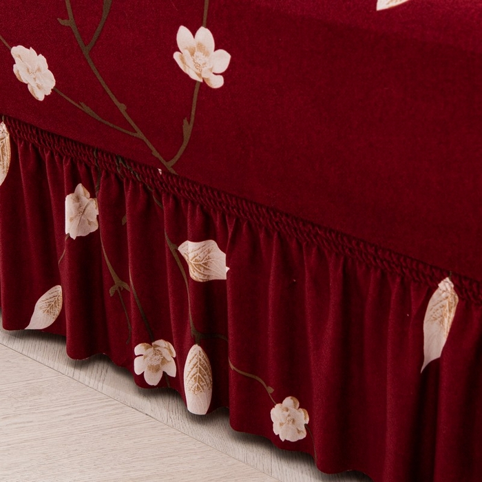 91家纺网 家纺一手货源 找家纺 兴妮雅家纺 2025新款冯赛英花边沙发套 一枝独秀（红） 