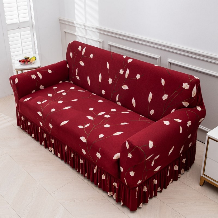 91家纺网 家纺一手货源 找家纺 兴妮雅家纺 2025新款冯赛英花边沙发套 一枝独秀（红） 