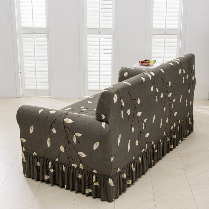 91家纺网 家纺一手货源 找家纺 兴妮雅家纺 2025新款冯赛英花边沙发套 一枝独秀（咖）