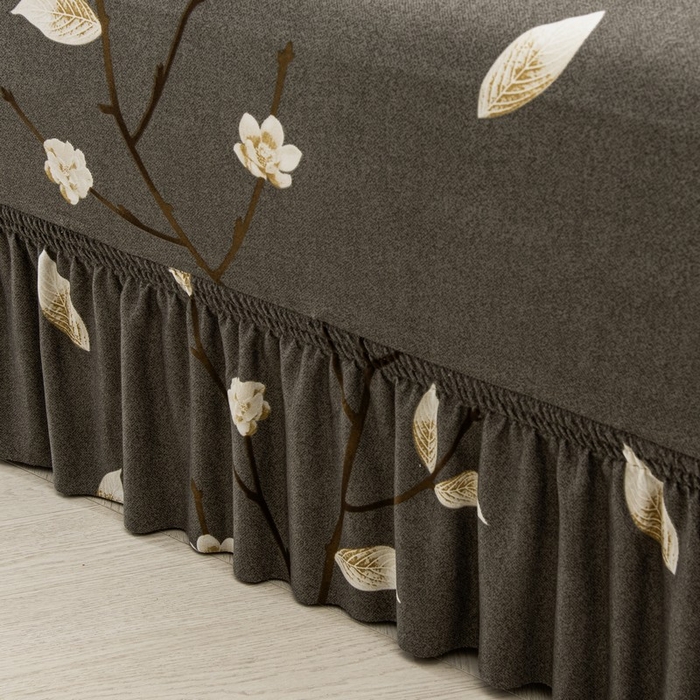 91家纺网 家纺一手货源 找家纺 兴妮雅家纺 2025新款冯赛英花边沙发套 一枝独秀（咖）