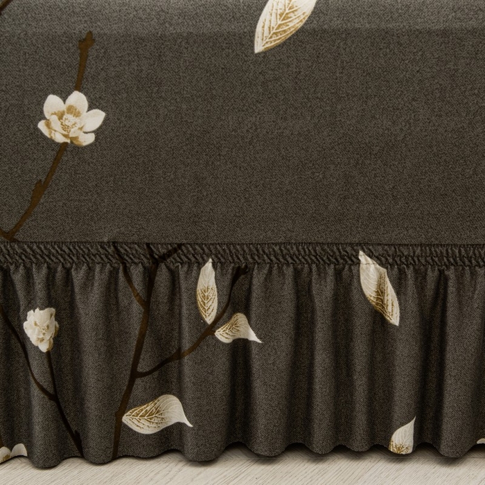 91家纺网 家纺一手货源 找家纺 兴妮雅家纺 2025新款冯赛英花边沙发套 一枝独秀（咖）