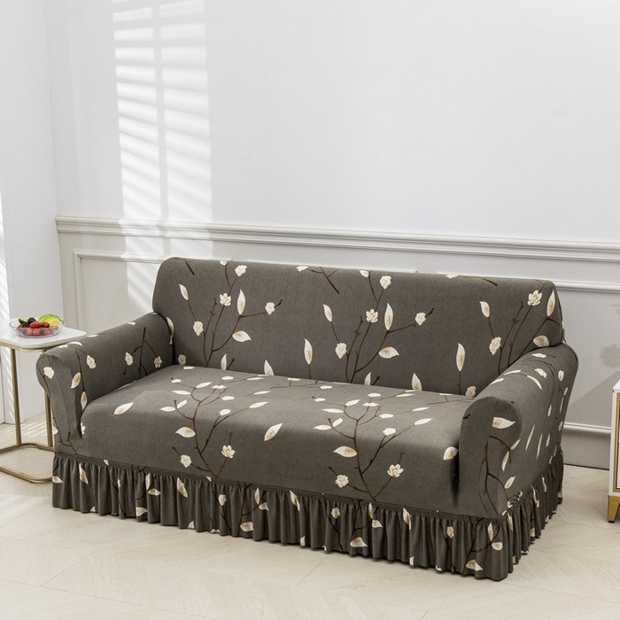 91家纺网 家纺一手货源 找家纺 兴妮雅家纺 2025新款冯赛英花边沙发套 一枝独秀（咖）