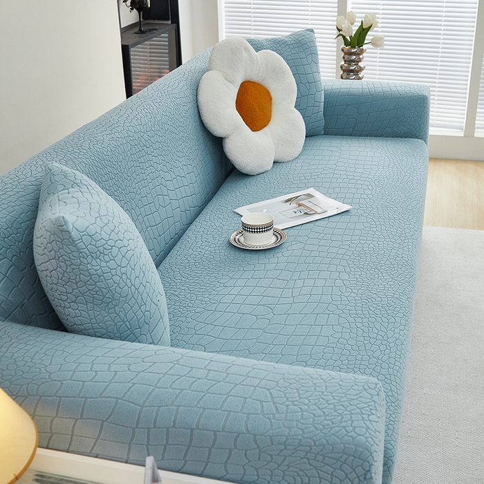 91家纺网 家纺一手货源 找家纺 （总）丝绮鹿 2025新款雕花绒水立方沙发套松紧款（三人图）