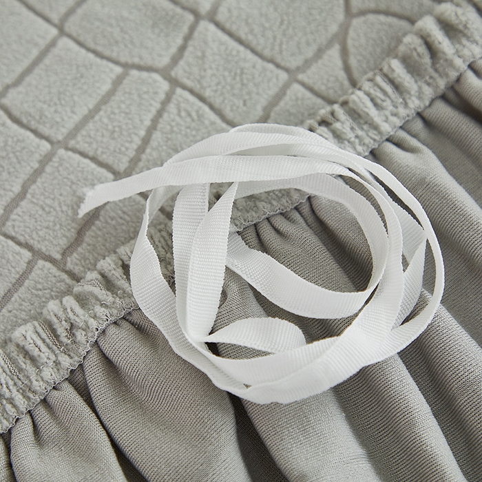 91家纺网 家纺一手货源 找家纺 丝绮鹿 2025新款雕花绒水立方沙发套松紧款（三人图） 浅灰