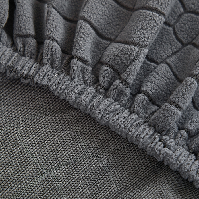 91家纺网 家纺一手货源 找家纺 丝绮鹿 2025新款雕花绒水立方沙发套松紧款（三人图） 深灰