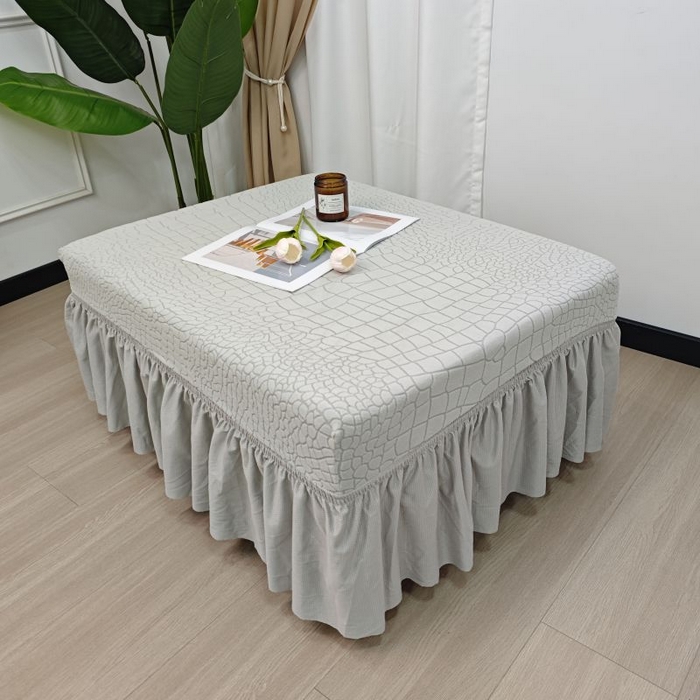 91家纺网 家纺一手货源 找家纺 丝绮鹿 2025新款雕花绒水立方-裙边脚踏套 浅灰