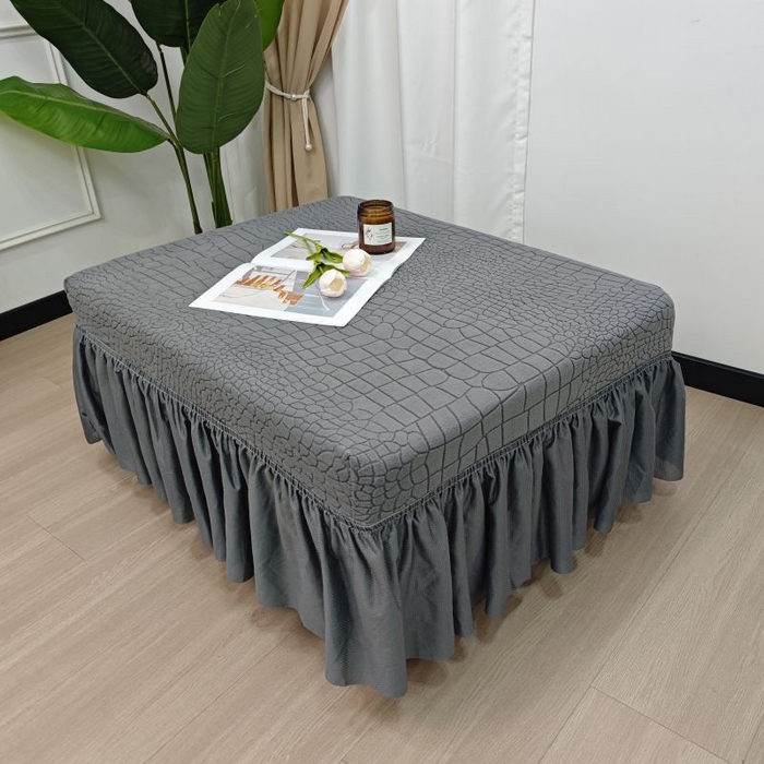 91家纺网 家纺一手货源 找家纺 丝绮鹿 2025新款雕花绒水立方-裙边脚踏套 深灰