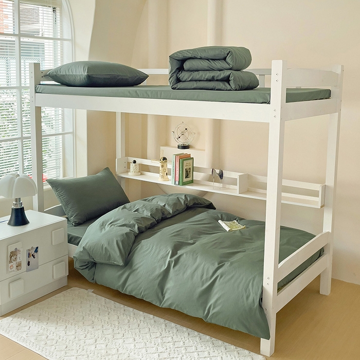 91家纺网 家纺一手货源 找家纺 （总）泽西家纺+V17798841158发大图 2025新款A类全棉简约风大学生宿舍双拼纯色纯棉三件套