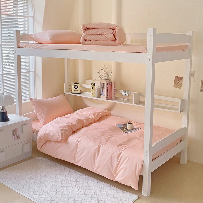 91家纺网 家纺一手货源 找家纺 （总）泽西家纺+V17798841158发大图 2025新款A类全棉简约风大学生宿舍双拼纯色纯棉三件套