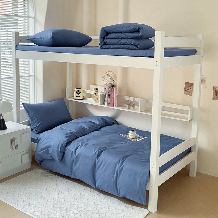 91家纺网 家纺一手货源 找家纺 （总）泽西家纺+V17798841158发大图 2025新款A类全棉简约风大学生宿舍双拼纯色纯棉三件套