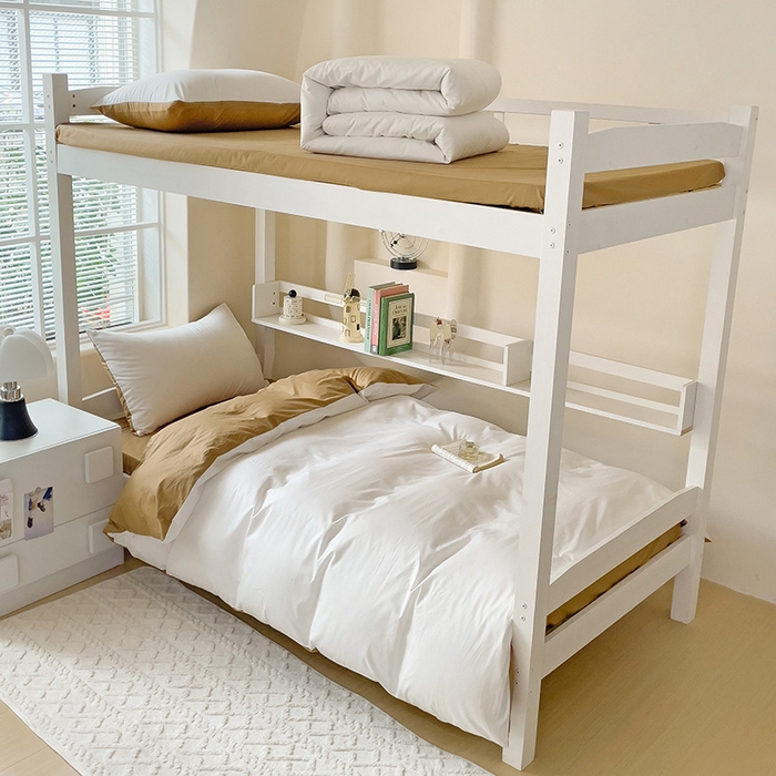 91家纺网 家纺一手货源 找家纺 泽西家纺+V17798841158发大图 2025新款A类全棉简约风大学生宿舍双拼纯色纯棉三件套 露白+焦糖