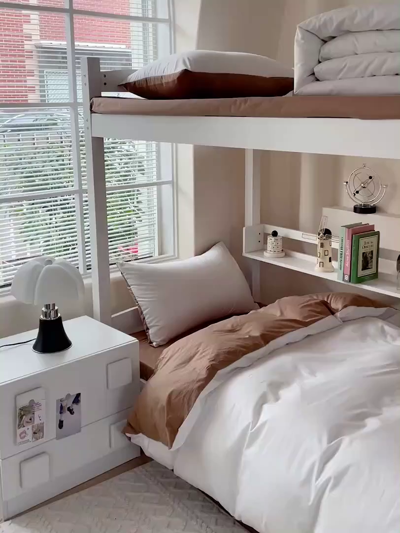 91家纺网 家纺一手货源 找家纺 泽西家纺+V17798841158发大图 2025新款A类全棉简约风大学生宿舍双拼纯色纯棉三件套 露白+焦糖