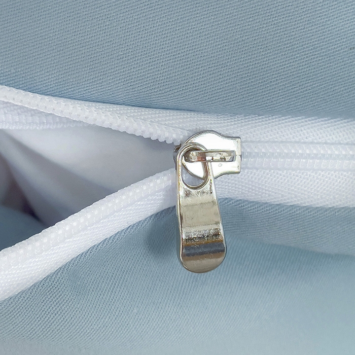 91家纺网 家纺一手货源 找家纺 泽西家纺+V17798841158发大图 2025新款A类全棉简约风大学生宿舍双拼纯色纯棉三件套 雾蓝