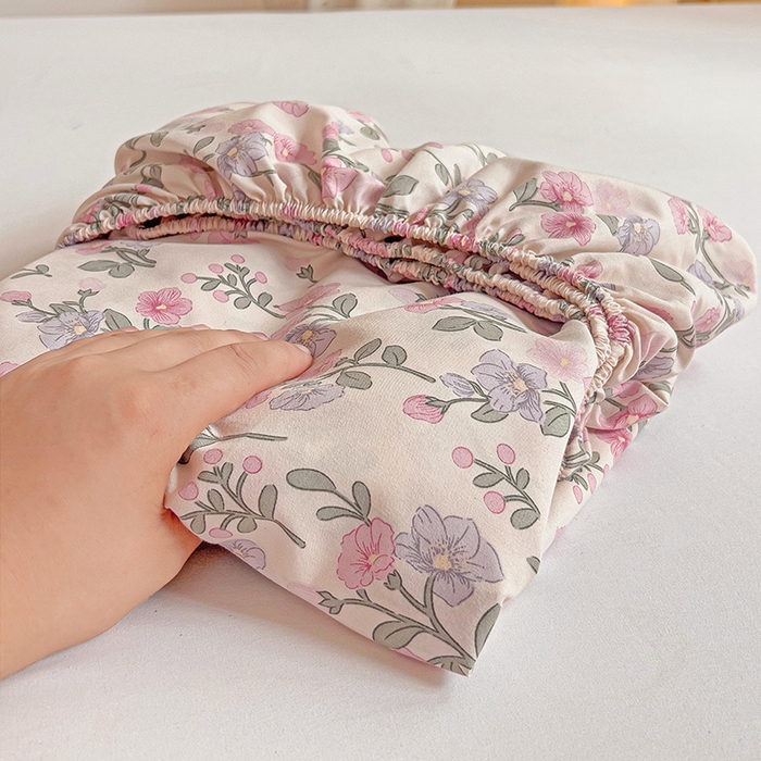 91家纺网 家纺一手货源 找家纺 朵朵家纺  2025新款超柔水洗棉印花单床笠 花开满树