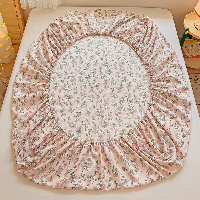 91家纺网 家纺一手货源 找家纺 朵朵家纺  2025新款超柔水洗棉印花单床笠 花开满树