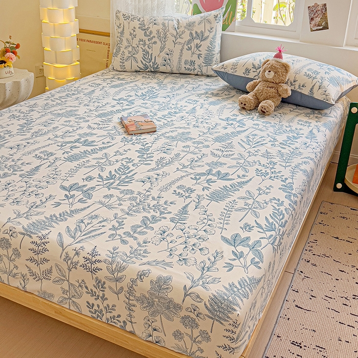 91家纺网 家纺一手货源 找家纺 朵朵家纺  2025新款超柔水洗棉印花单床笠 恋爱季节