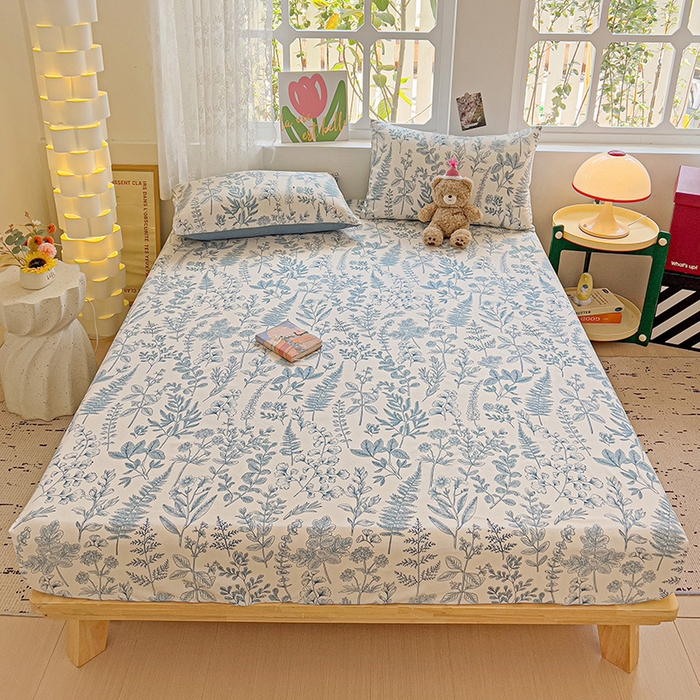 91家纺网 家纺一手货源 找家纺 朵朵家纺  2025新款超柔水洗棉印花单床笠 恋爱季节