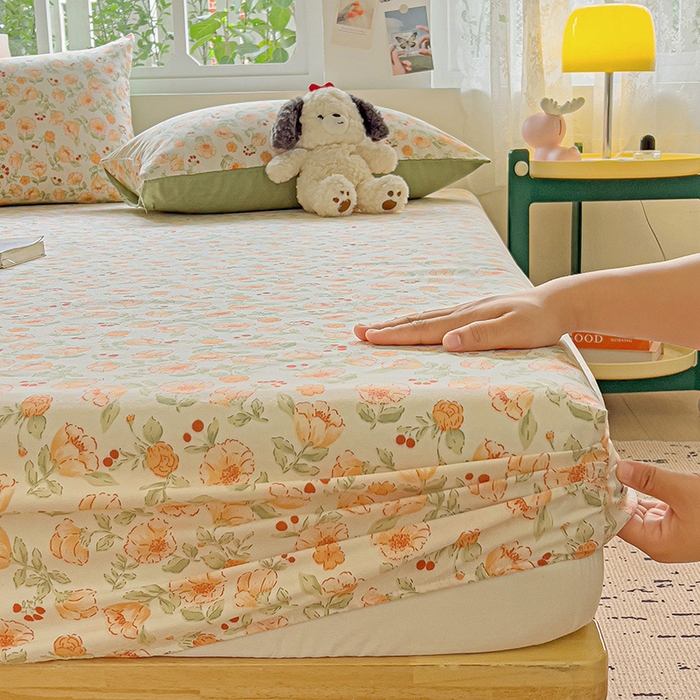 91家纺网 家纺一手货源 找家纺 朵朵家纺  2025新款超柔水洗棉印花单床笠 热恋