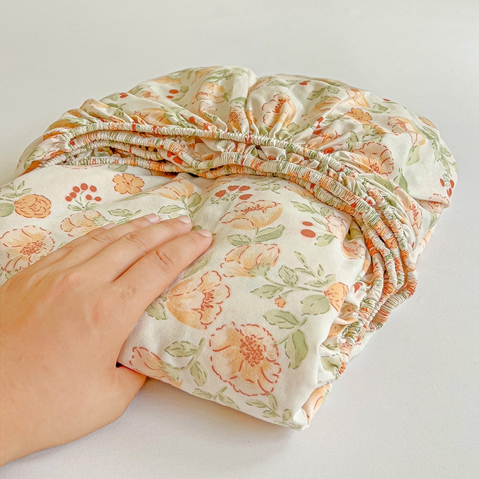 91家纺网 家纺一手货源 找家纺 朵朵家纺  2025新款超柔水洗棉印花单床笠 热恋