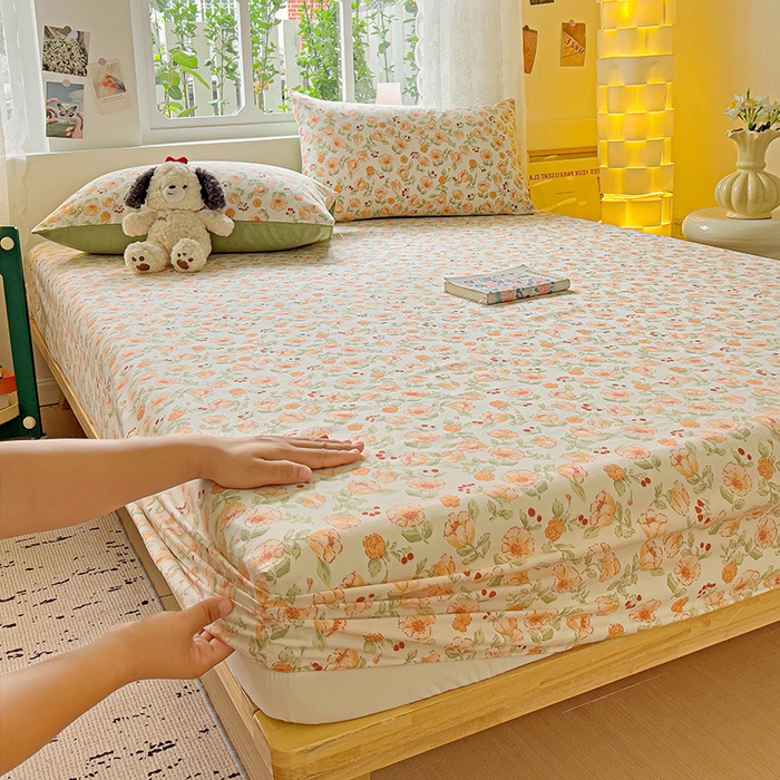 91家纺网 家纺一手货源 找家纺 朵朵家纺  2025新款超柔水洗棉印花单床笠 热恋