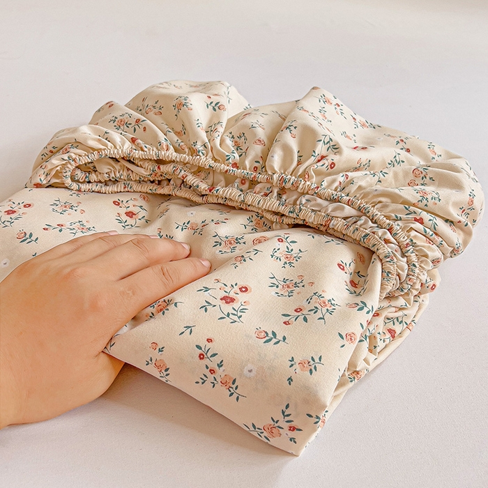 91家纺网 家纺一手货源 找家纺 朵朵家纺  2025新款超柔水洗棉印花单床笠 忘忧草