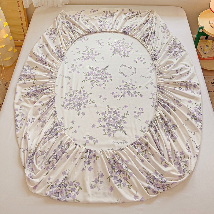 91家纺网 家纺一手货源 找家纺 朵朵家纺  2025新款超柔水洗棉印花单床笠 薰衣草