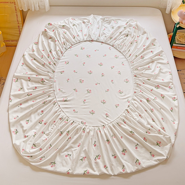 91家纺网 家纺一手货源 找家纺 朵朵家纺  2025新款超柔水洗棉印花单床笠 郁金香