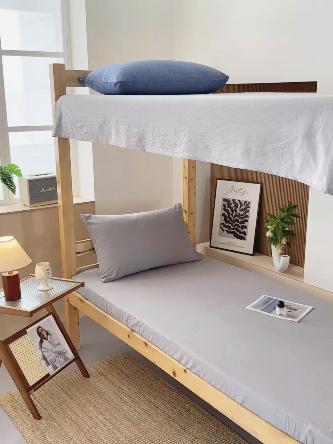 91家纺网 家纺一手货源 找家纺 北欧良品 2025新款色织水洗棉学生单品床笠+床单 纯棉-冰川灰